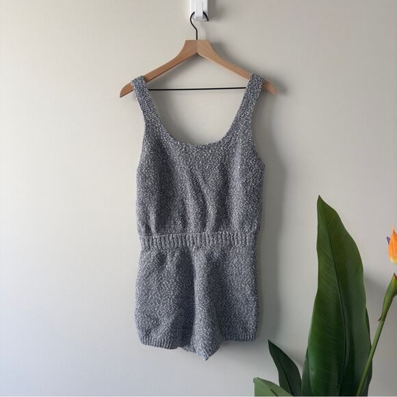 Free People FP Beach Knit Romper cream 100% cotton Declan pockets sleeveless M - Picture 2 of 10